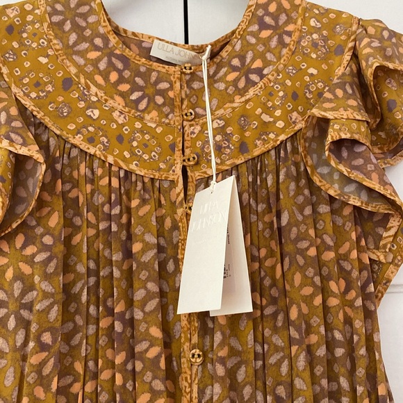 Ulla Johnson Netra Dress in Citrine Size 6 Silk Ruffle Flutter Sleeve Midi Dress - Picture 9 of 16